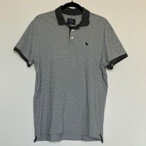 Abercrombie‎ Fitch Men's Relaxed Fit Polo Shirt Gray Short Sleeve Preppy Size M